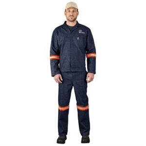 Vintage 100% Cotton Denim Conti Suit with Orange Reflective